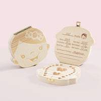 Baby Wooden Teeth Organizer Keepsake Box