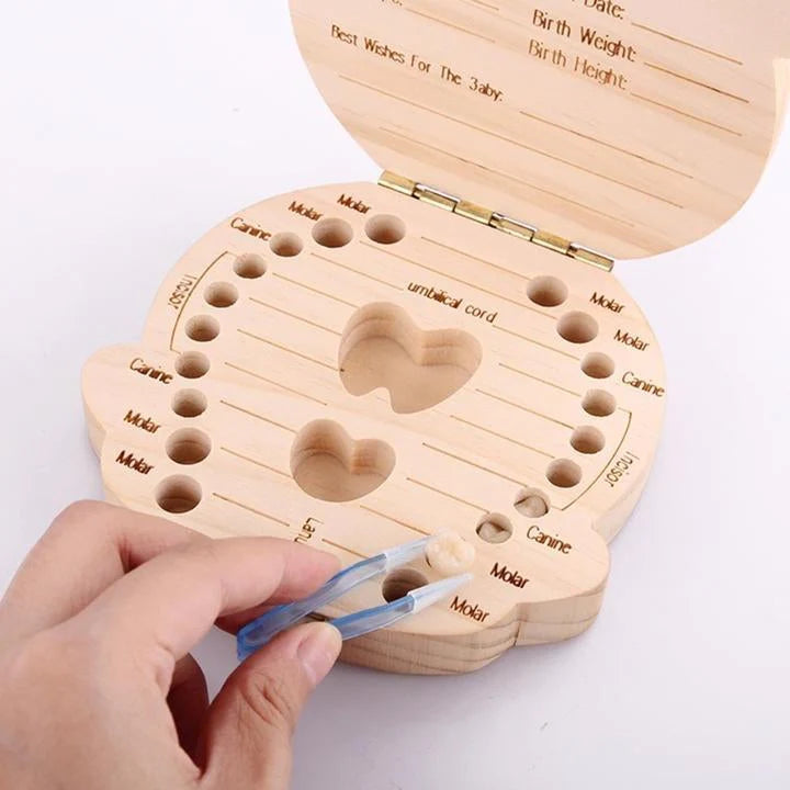 Baby Wooden Teeth Organizer Keepsake Box